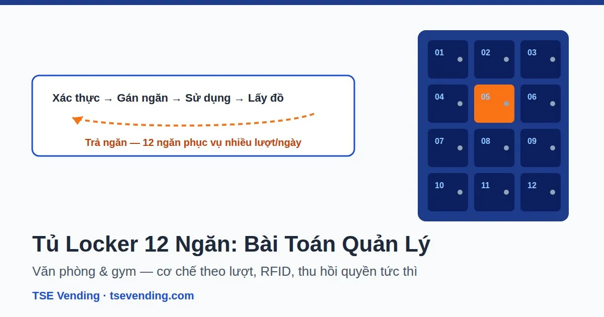 Tủ locker 12 ngăn đặt tại khu thay đồ phòng gym