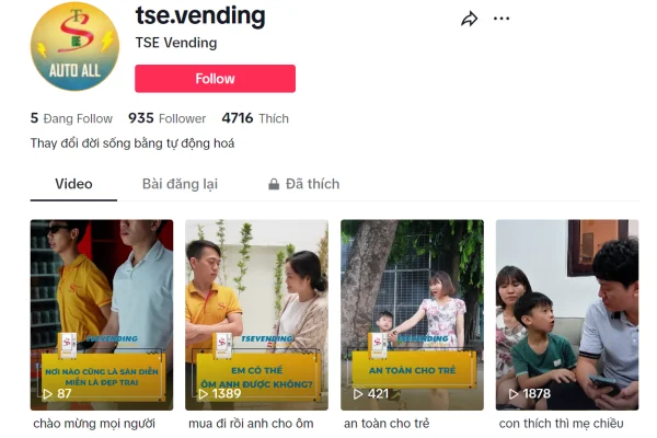 Kênh Tiktok về máy bán hàng tự động của TSE chính thức lên sóng